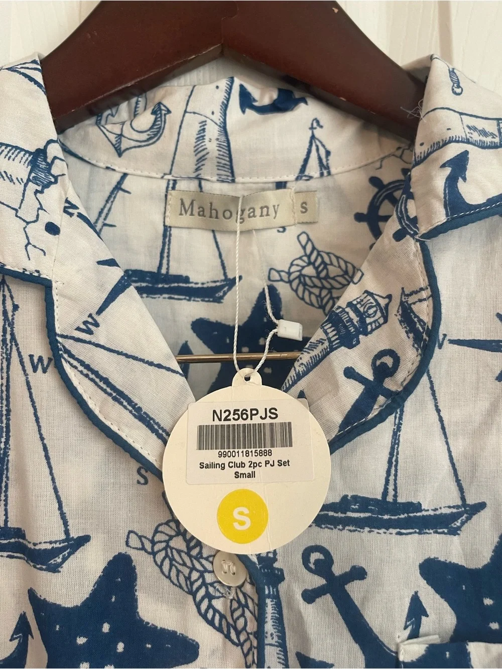 Women’s Mahogany Navy & White Nautical Pajama Set